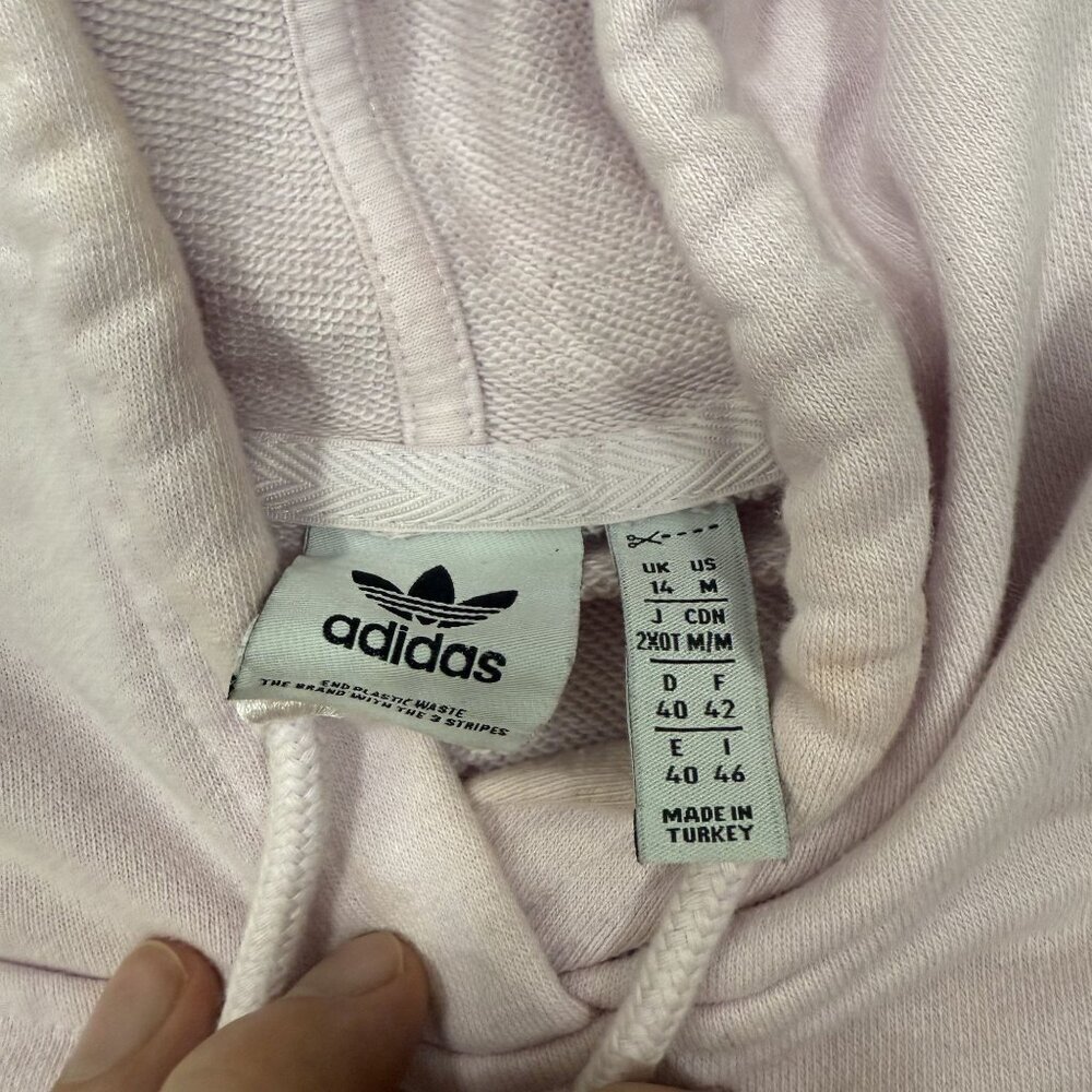 Adidas Hoodie Womens Medium Pink Crop Top - Picture 3 of 5